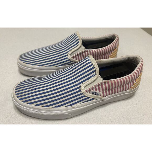 Vans Madewell Womens Sneakers 8.5 Colorful Mixed Stripe Deck Club Slip On Shoes - Picture 6 of 11